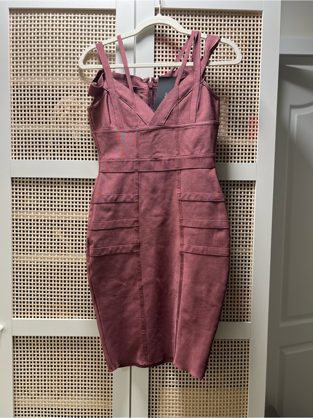 Fashion Nova Mauve/Pink Strappy Bandage Bodycon Dress